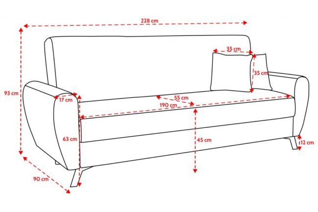 KAJA II gr sofa lova Aragon Zeta